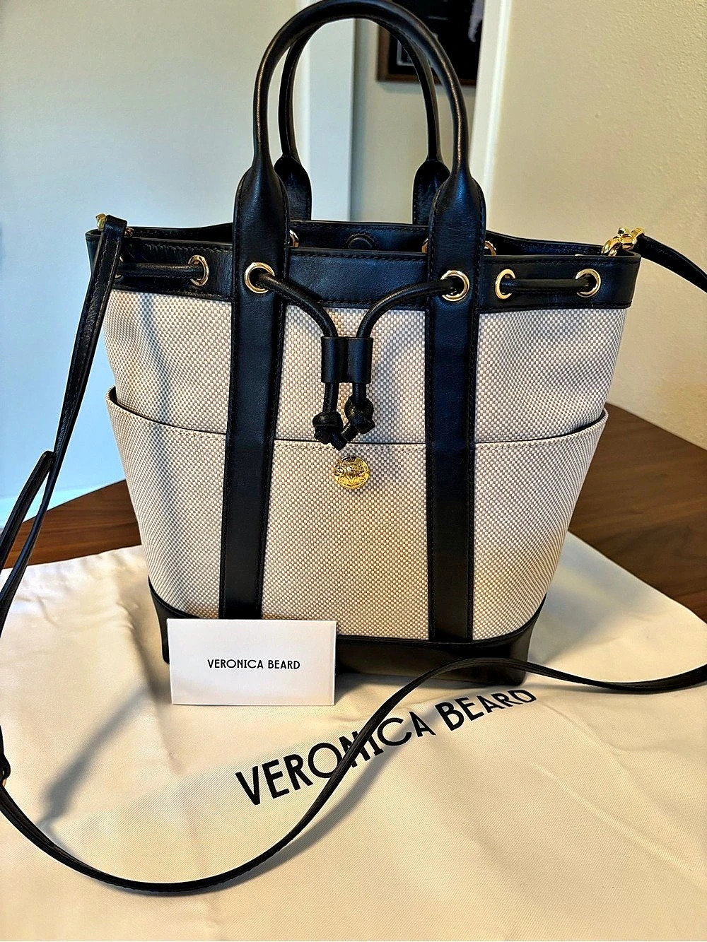 Veronica Beard Goody Bag Color Block Tote in Black & White